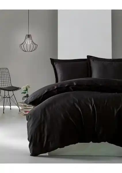 Cotton Box Elegant Siyah Pamuk Saten Çift Kişilik Nevresim Takımı - Şık ve Dayanıklı Tasarım