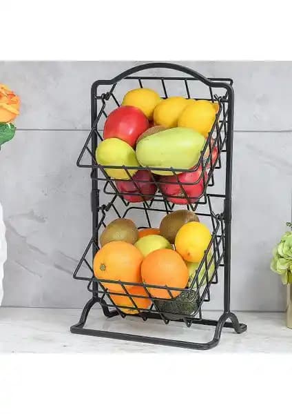 Decorelax 2 Katlı Metal Mutfak Organizatörü Modern ve Çok Amaçlı Kullanım İçin