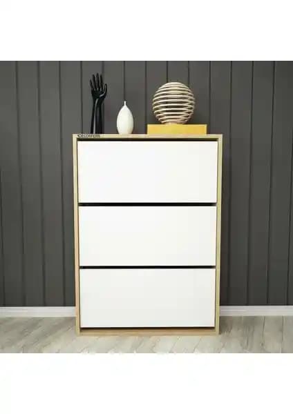 Decorfers Belen 3 Kapaklı 6 Bölmeli Modern Ayakkabılık Güçlü ve Şık Depolama Çözümü