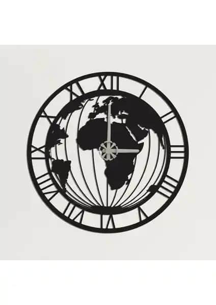 Dekadron Dünya Haritalı Metal Duvar Saati: Şık ve Dayanıklı Modern Dekorasyon Parçası