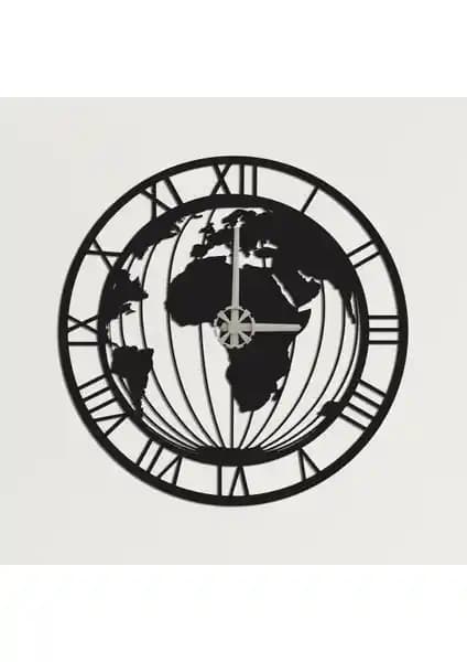 Dekadron Dünya Haritalı Metal Duvar Saati: Şık ve Dayanıklı Modern Dekorasyon Parçası
