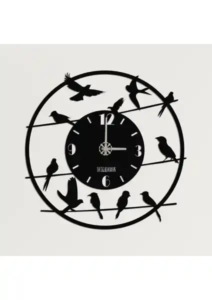 Dekadron Kuş Sürüsü Metal Duvar Saati: Modern ve Dayanıklı Ev ve Ofis Dekorasyonu İçin