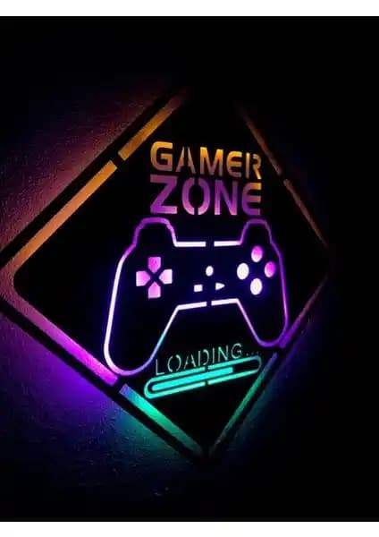 Dekoraven Gamer Zone LED Işıklı Tablo Modern ve Şık Duvar Dekorasyonu İçin Uygun