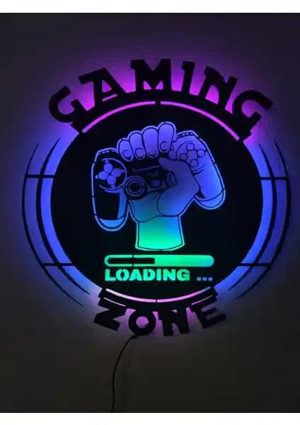 Dekoraven Gaming Zone Gamer LED Işıklı Ahşap Tablo Modern Oyun Tutkunlarının Tercihi