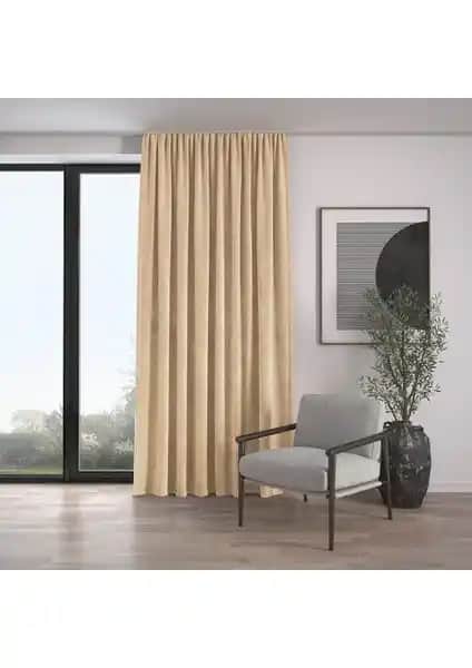 Demor Home Kadife Dokulu Ekstrafor Büzgülü Kum Beji Fon Perde Özellikleri ve Kullanım İpuçları