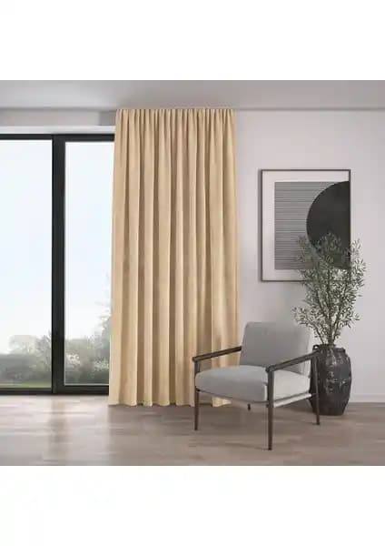 Demor Home Kadife Dokulu Ekstrafor Büzgülü Kum Beji Fon Perde Özellikleri ve Kullanım İpuçları