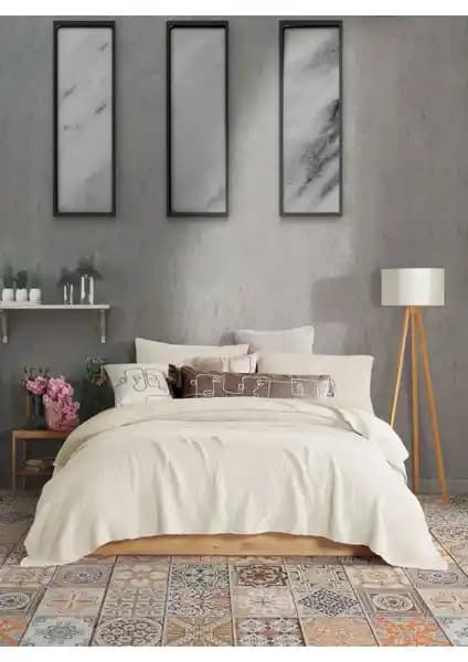 Destiny Hometex 4 Katlı Müslin Pamuk Yatak Örtüsü Çift Kişilik Sağlıklı Konfor