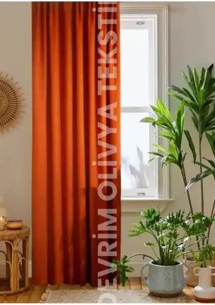 Devrim Olivya Tekstil Kiremit Renk Blackout Fon Perde Modern ve Şık Tasarım