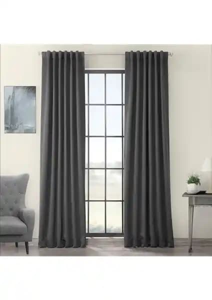 Devrim Olivya Tekstil Koyu Gri Lüks Ekstraforlu Fon Perde Modern ve Şık Tasarım