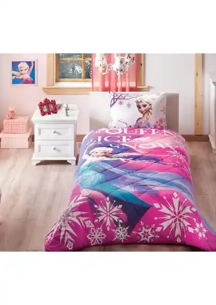 Disney Frozen Elsa Tek Kişilik Yatak Örtüsü Çocuk Odası için Renkli ve Kaliteli Tasarım