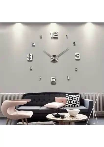 Dıy Clock Büyük Boy 3D Dekoratif Duvar Saati Modern ve Şık Tasarımıyla Ev ve İş Yerleri İçin