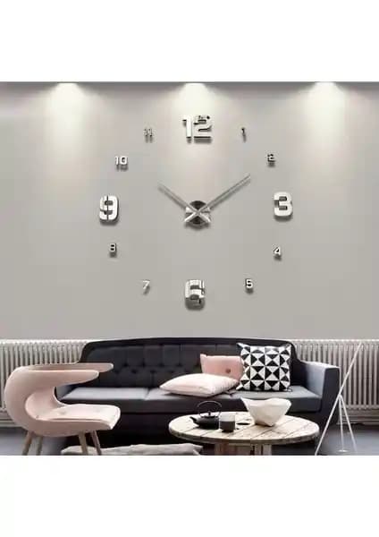 Dıy Clock Büyük Boy 3D Dekoratif Duvar Saati Modern ve Şık Tasarımıyla Ev ve İş Yerleri İçin
