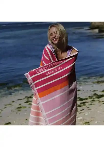 Doğa Dostu Sürdürülebilir Plaj Havlusu Green Petition Ocean Coral Candy