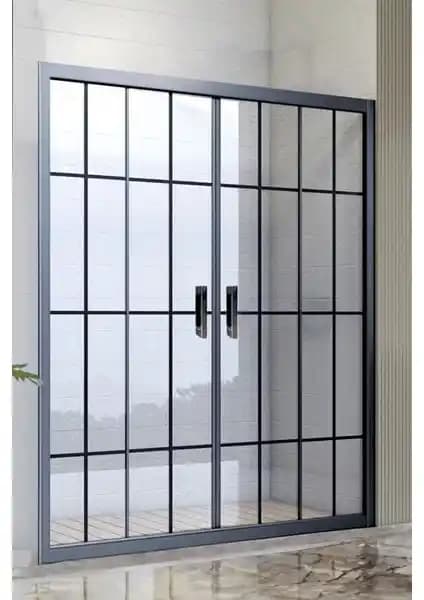 Durul Duşakabin Ön Cephe 5mm Siyah Çizgi Yükseklik 190cm Modern ve Dayanıklı Tasarım