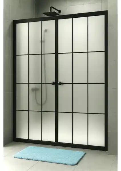 Durul Duşakabin Ön Cephe Siyah Çizgi Komple Buzlu Modern ve Şık Tasarım Özellikleri