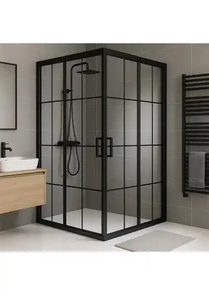 Durul Kare Siyah Çizgi 5mm Duşakabin H:190 Modern ve Şık Banyo Çözümü