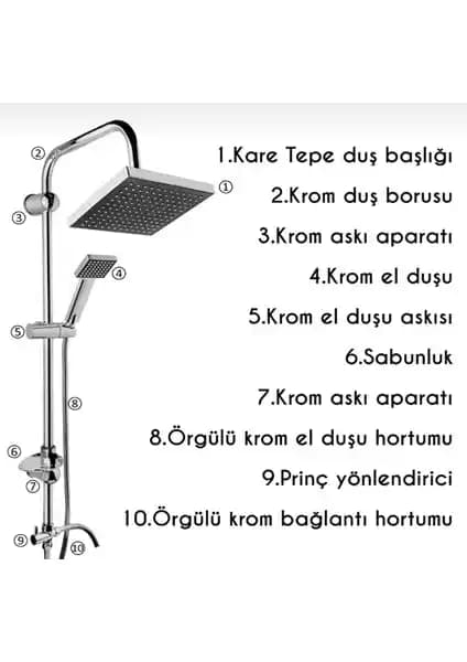 ECSA Siyah Krom Kare Tepe Yağmurlama Banyo Robot Duş Seti Özellikleri ve Kullanıcı Yorumları