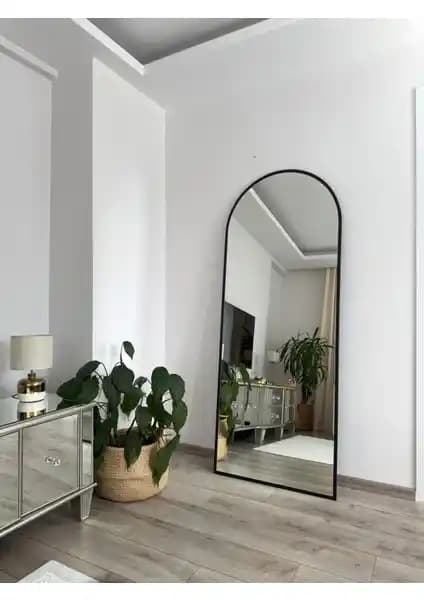 Effe Yapı Dekor Siyah Metal Çerçeveli 180x70 cm Boy Aynası Modern ve Şık Tasarım