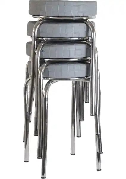 Ekip Metal Gri Deri Tabure: Modern, Dayanıklı ve Şık Oturma Çözümü