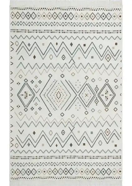 Eko Halı Arya Ar 05 Bej Mavi Yıkanabilir Pamuk Kilim Doğal ve Şık Tasarım