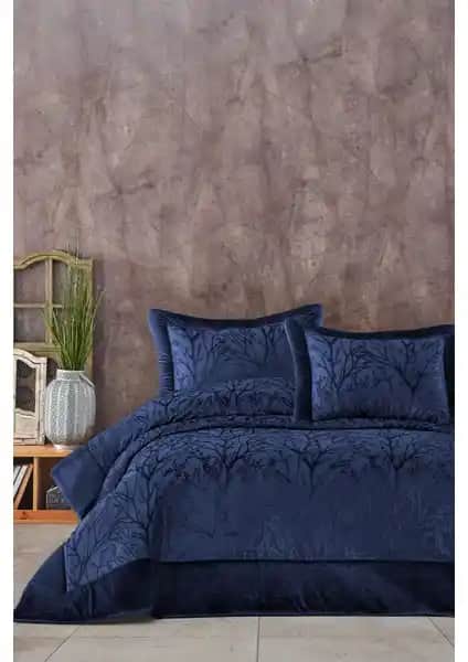 Elart Çift Kişilik Kadife Yatak Örtüsü Takımı Modern ve Şık Tasarım