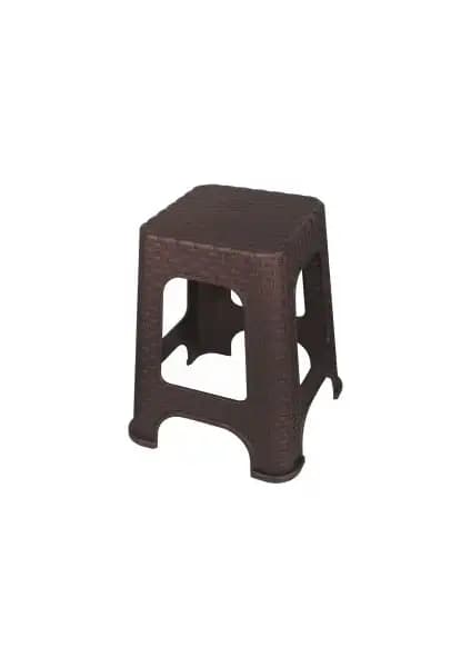 Elif Plastik Rattan Tabure Büyük Boy Kahverengi Modern Oturma Çözümü