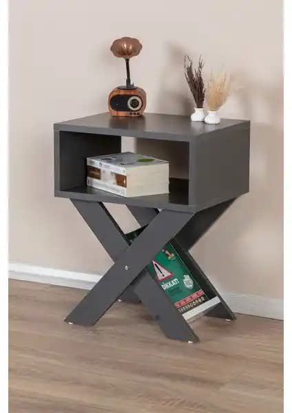 Enda Home X Ayaklı Dergilikli Başucu Komodin Yan Sehpa Modern Tasarım ve Çok Yönlülük