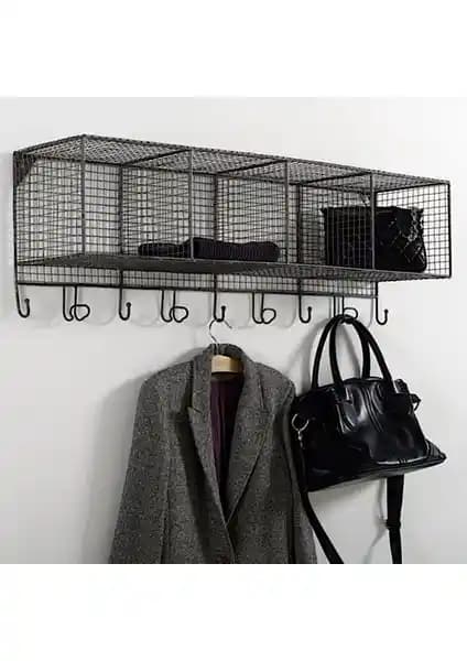 Endüstriyel Tarzı Modern ve Dayanıklı 9 Kancalı Metal Duvar Askılığı