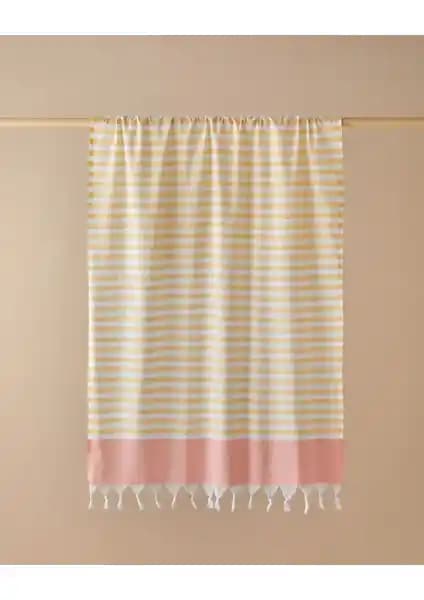 English Home Candy Rejenere Çizgili Peştamal Sarı-Mercan Renkli ve Hafif Tasarım