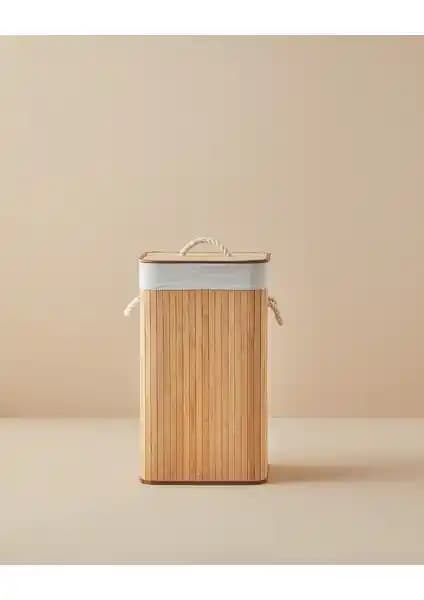 English Home Fancy Katlanabilir Bambu Çamaşır Sepeti 35x35x60 cm modern ve şık tasarım
