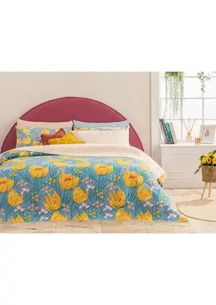 English Home Tulip Paradise Çok Amaçlı Çift Kişilik Yatak Örtüsü ve Dekorasyon Ürünü