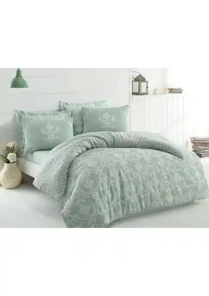 Enlora Home Kolay Ütülenir Nevresim Takımı Çift Kişilik Su Yeşili - Modern ve Pratik Yatak Odası Dekorasyonu