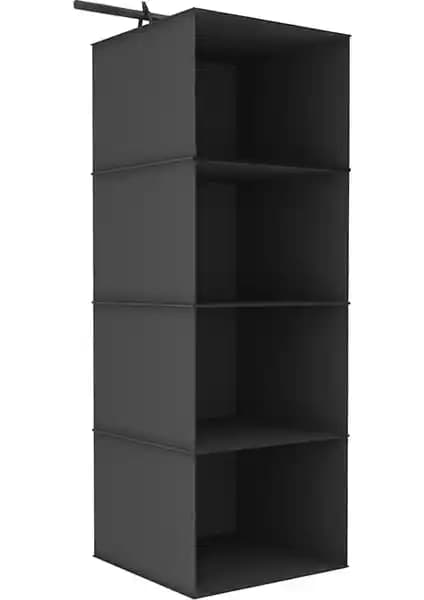 Enzelo Siyah Dolap Düzenleyici Organizer Modern ve İşlevsel Depolama Çözümü