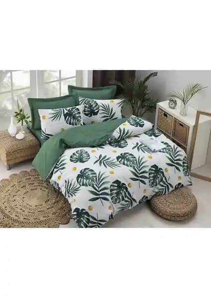 Eponj Home Mature Seti Çift Kişilik Monstera Yeşil Yatak Takımı 200x220 cm