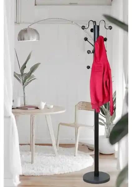 Erofis Siyah Ayaklı Elbise Askısı: Şık ve Dayanıklı Metal Depolama Çözümü