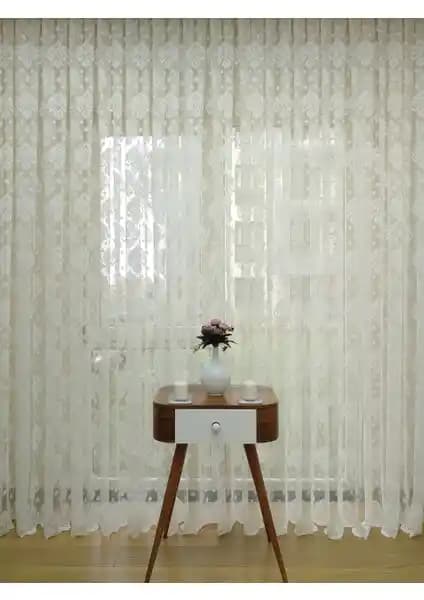 Esse Home Ekru Damaks Örme Tül Perde Şık ve Fonksiyonel Tasarımıyla Modern İç Mekanlar İçin