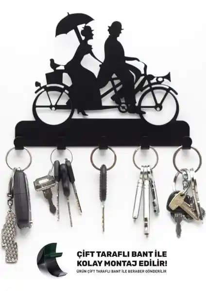 Evay Metal Dekoratif Bisiklet Desenli Anahtarlık Askısı Ev Dekorasyonuna Şık Katkı