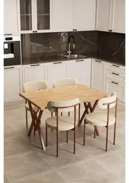 EVDEMO Trend 4 Kişilik Mutfak Masa Takımı Modern ve Dayanıklı Tasarım Özellikleriyle