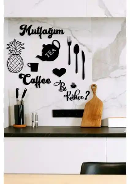 Evdeucuz Mutfağım Ananas Mutfak Konsepti Ahşap Duvar Dekoru Modern ve Şık Tasarım