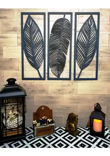 Evdeucuz Yaprak Desenli Duvar Tablosu Modern ve Şık Dekorasyon İçin Uygun Bir Seçenek