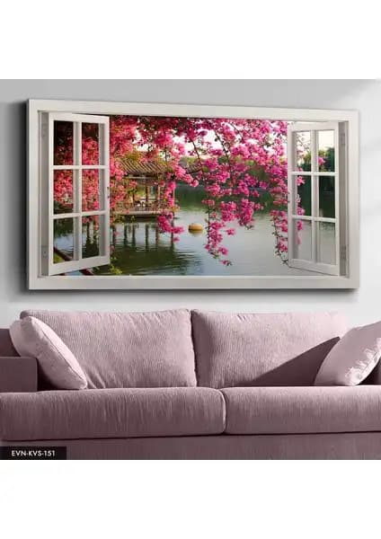 Evine Moda Sahile Açılan Pencere Kanvası: Modern ve Dayanıklı Duvar Dekorasyonu Ürünü