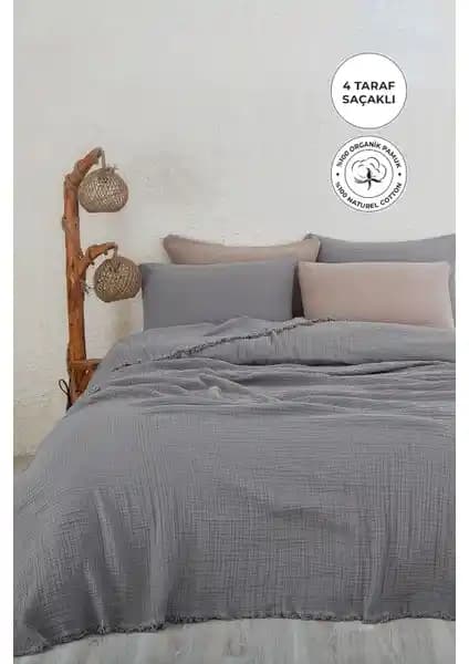 Evlen Home Collection Müslin Pamuk Çift Kişilik Yatak Örtüsü Şıklık ve Konfor Sunar