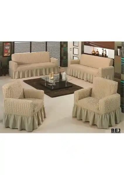 Evory Home Bürümcük Maxi Koltuk Örtüsü Takımı Bej Renk, Şık ve Pratik Kullanım İçin Uygun