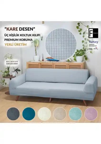 Faiend Gri Likrali Esnek 3 Kişilik Koltuk Örtüsü Modern ve Dayanıklı Tasarım