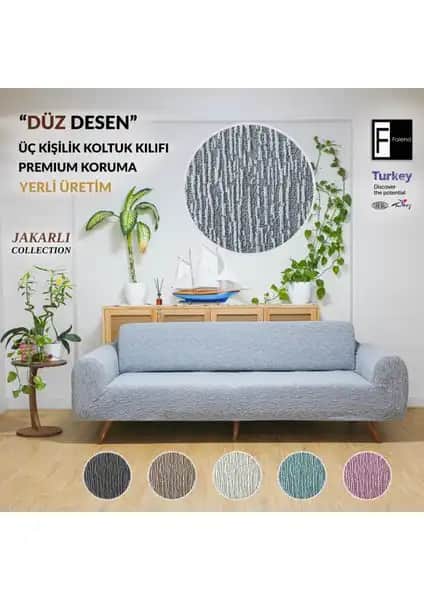 Faiend Jakarlı 3 Kişilik Lastikli Koltuk Kılıfı Modern Tasarım ve Dayanıklılık
