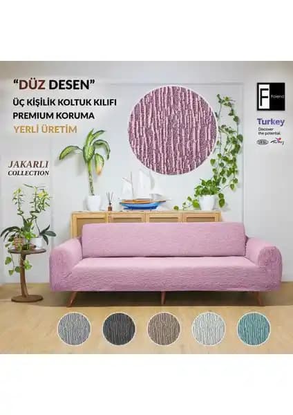 Faiend Jakarlı 3 Kişilik Lastikli Koltuk Kılıfı Modern ve Dayanıklı Ev Dekorasyonu Ürünü