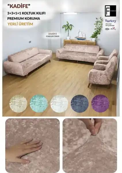 Faiend Kadife Kanepe Örtüsü 3+3+1+1 - Şık ve Koruyucu Oturma Grubu Kılıfı