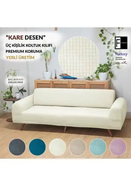 Faiend Krem Rengi Likrali Esnek Koltuk Örtüsü Modern ve Koruyucu Tasarım