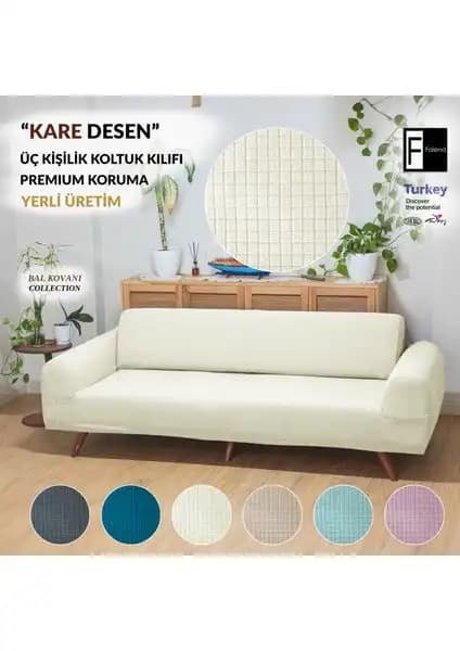 Faiend Krem Rengi Likrali Esnek Koltuk Örtüsü Modern ve Koruyucu Tasarım