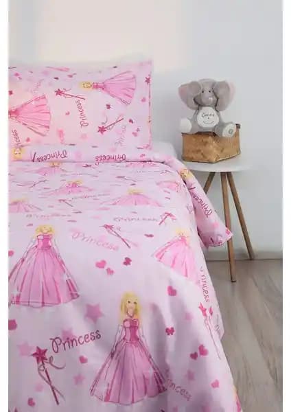 Favora Prenses Desen Pamuklu Ranforce Tek Kişilik Nevresim Seti Pembe Yatak Odası Dekorasyonu
